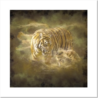 Tiger Animal Feline Wild Life Jungle Nature Freedom Travel Africa Digital Painting Posters and Art